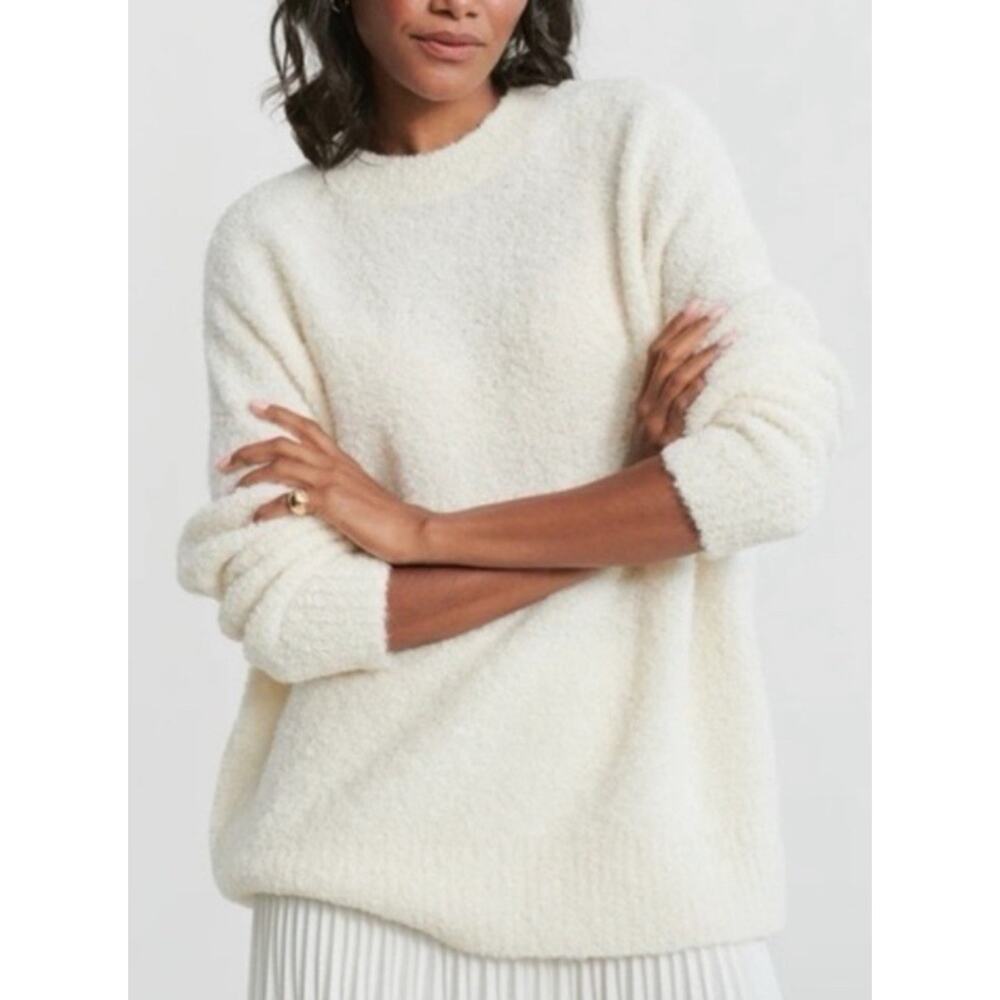 Jenni Kayne Alpaca Boucle Cocoon Crewneck Sweater Women’s Small Ivory Oversized